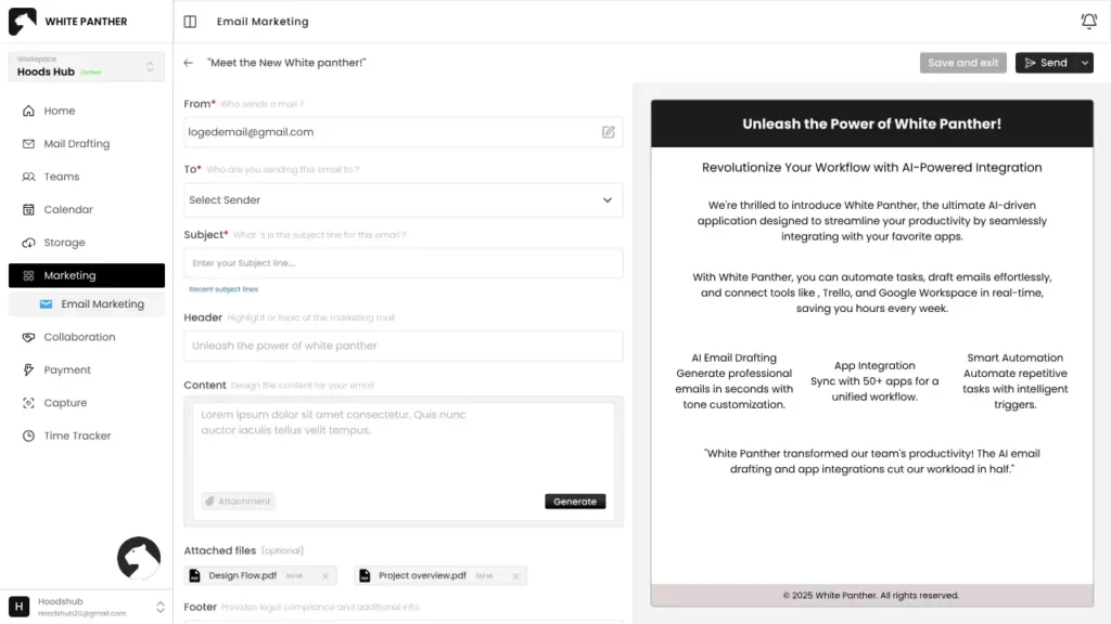WhitePanther's Email Marketing Dashboard