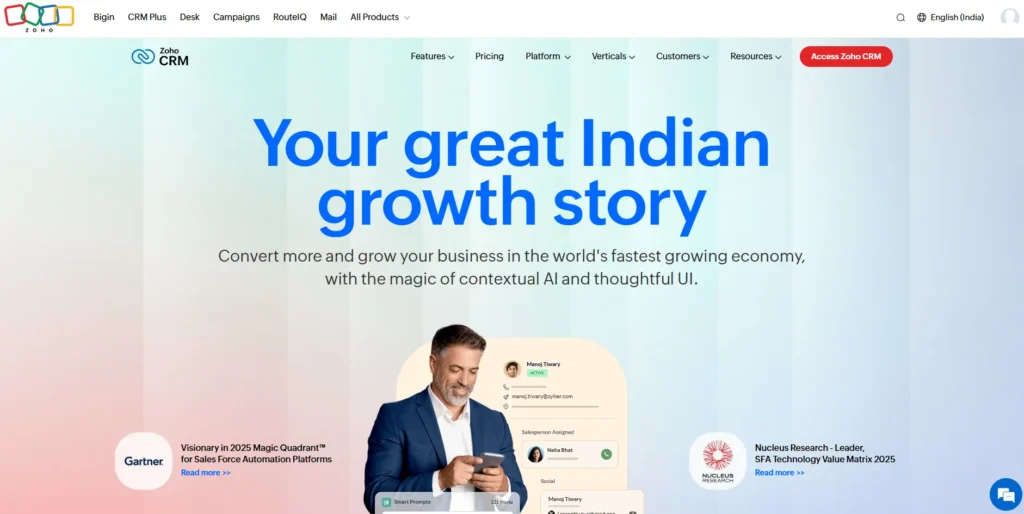 Zoho CRM's Dashboard